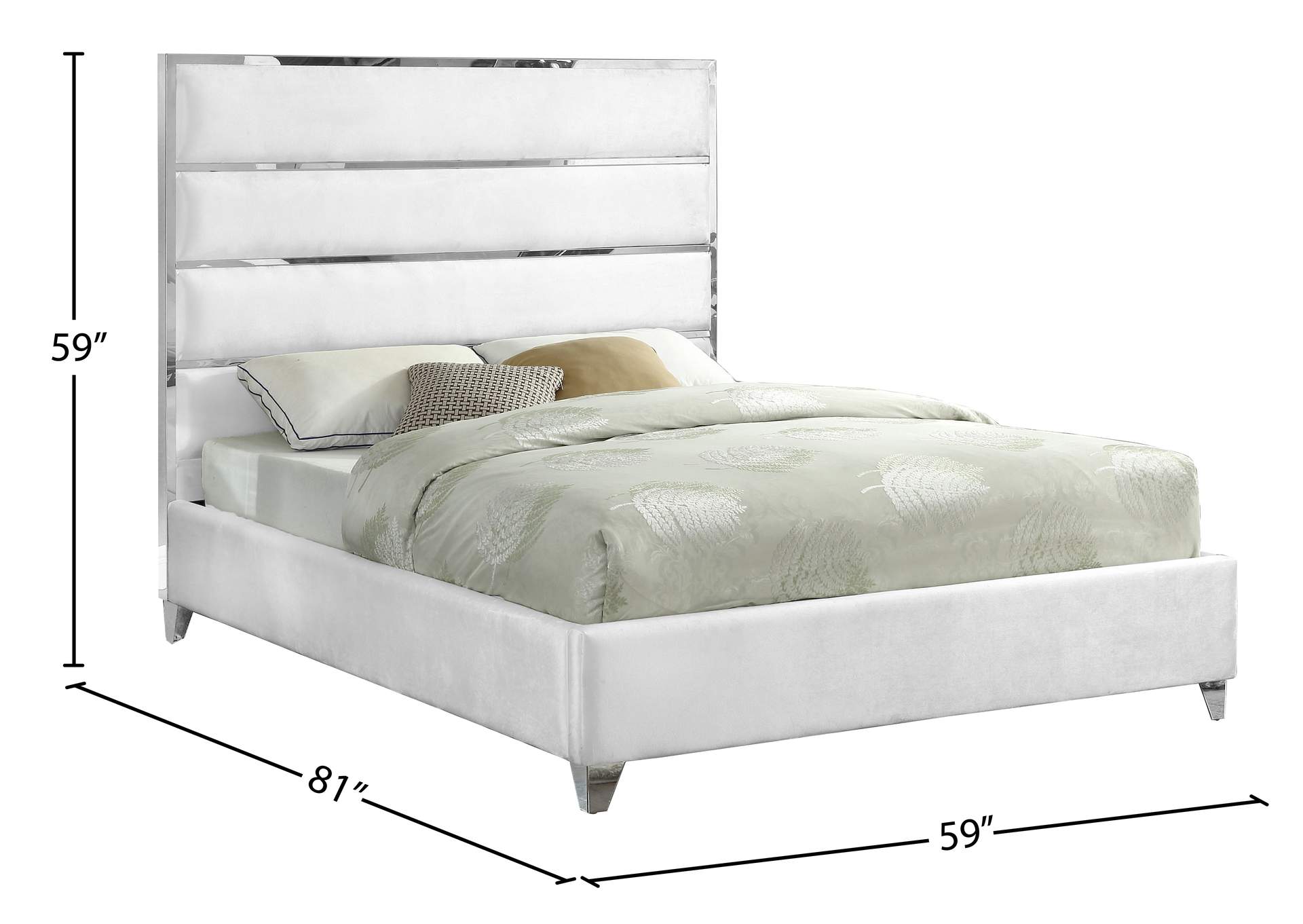 Zuma White Velvet Full Bed,Meridian Furniture