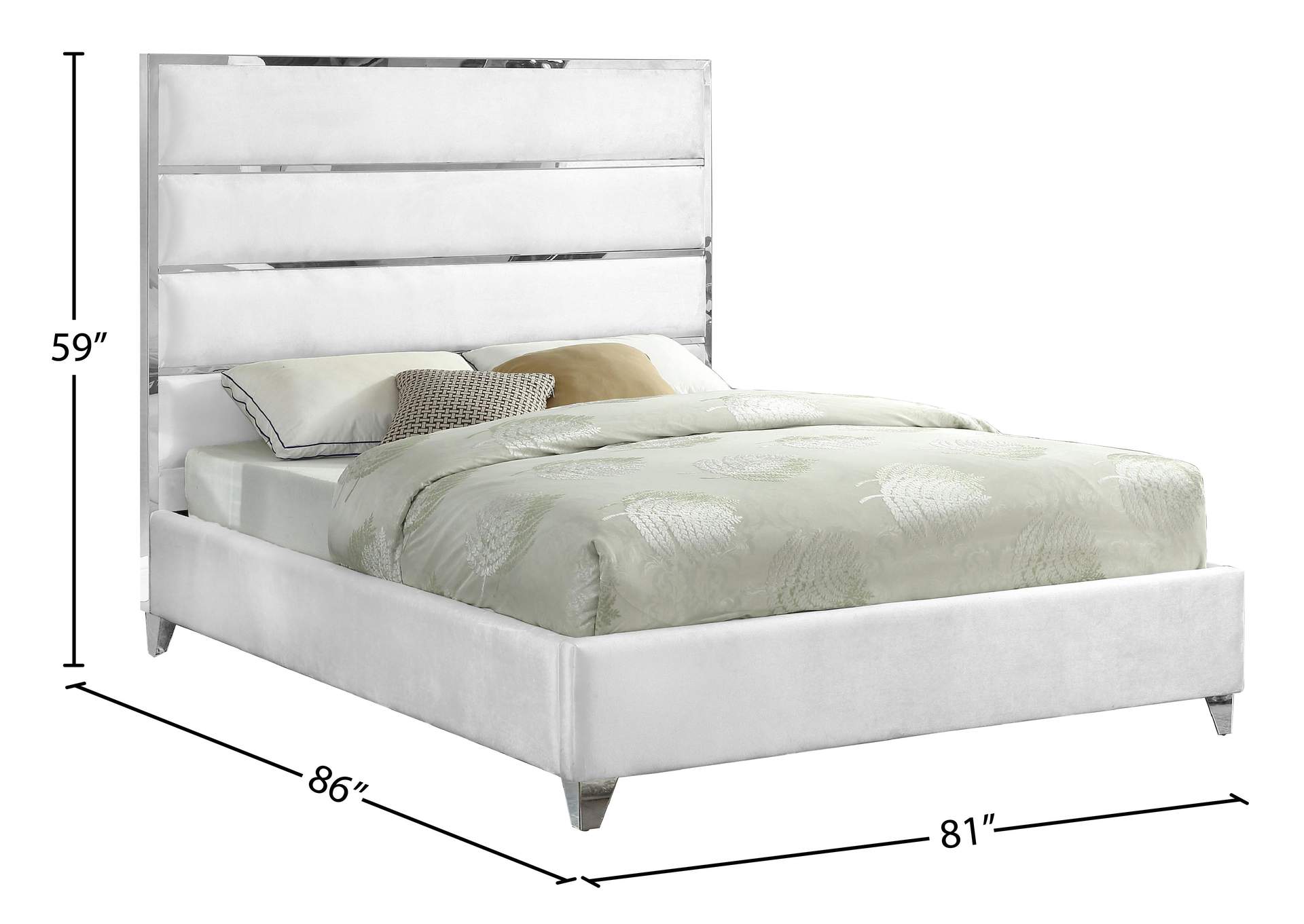 Zuma White Velvet King Bed,Meridian Furniture