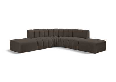 Image for Arc Brown Boucle Fabric Modular Sofa