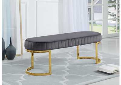 Lemar Grey Velvet Bench,Meridian Furniture
