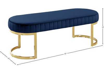 Lemar Navy Velvet Bench,Meridian Furniture