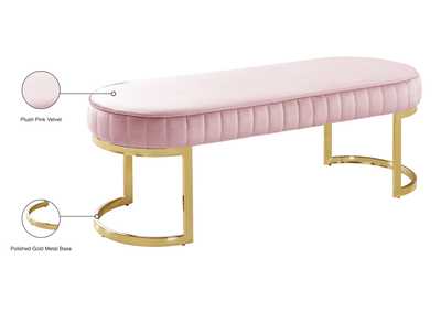 Lemar Pink Velvet Bench,Meridian Furniture