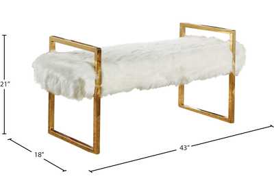 Chloe White Faux Fur Bench,Meridian Furniture