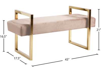 Olivia Pink Velvet Bench,Meridian Furniture