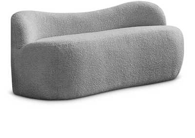 Image for Flair Grey Boucle Fabric Bench