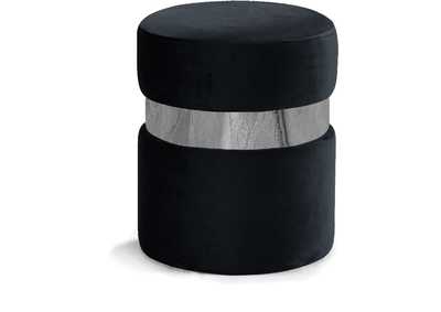 Image for Hailey Black Velvet Ottoman - Stool