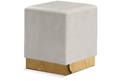 Jax Cream Velvet Ottoman - Stool