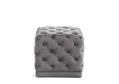 Stella Grey Velvet Ottoman - Stool