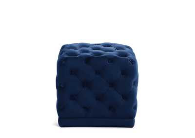 Stella Navy Velvet Ottoman - Stool