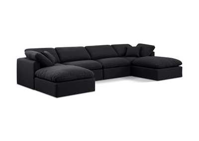 Image for Indulge Black Linen Textured Fabric Modular Sectional