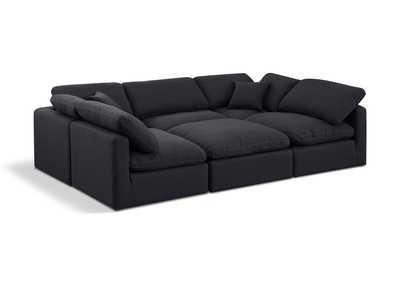 Image for Indulge Black Linen Textured Fabric Modular Sectional