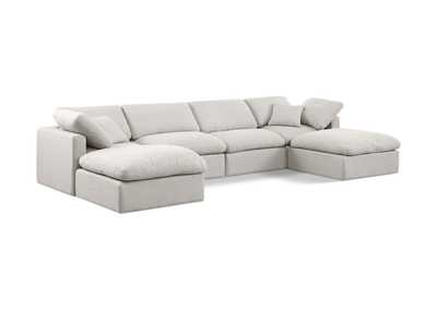 Image for Indulge Cream Linen Textured Fabric Modular Sectional