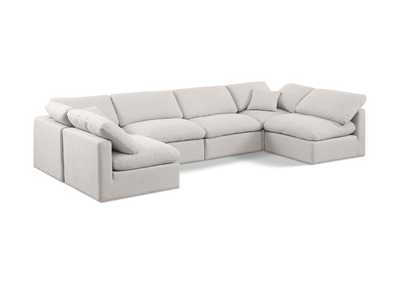 Image for Indulge Cream Linen Textured Fabric Modular Sectional