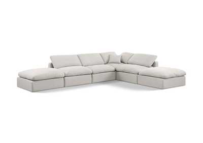 Image for Indulge Cream Linen Textured Fabric Modular Sectional