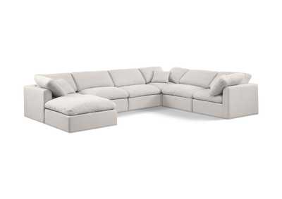Image for Indulge Cream Linen Textured Fabric Modular Sectional
