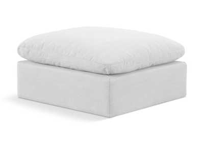 Image for Indulge White Linen Textured Fabric Ottoman