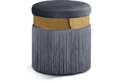 Image for Yasmine Grey Velvet Ottoman - Stool