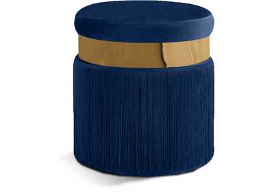 Yasmine Navy Velvet Ottoman - Stool