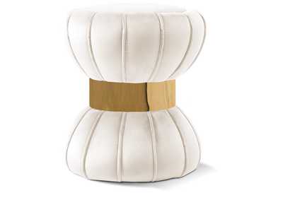 Vino Cream Velvet Ottoman - Stool