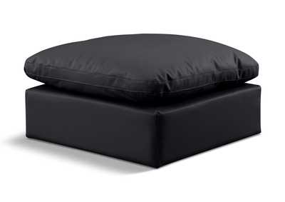 Image for Indulge Black Faux Leather Ottoman
