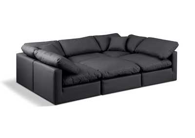 Image for Indulge Black Faux Leather Modular Sectional