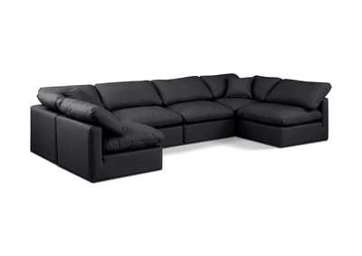 Image for Indulge Black Faux Leather Modular Sectional