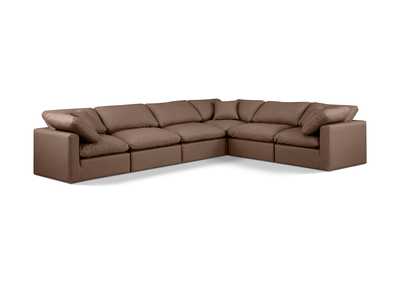 Image for Indulge Brown Faux Leather Modular Sectional