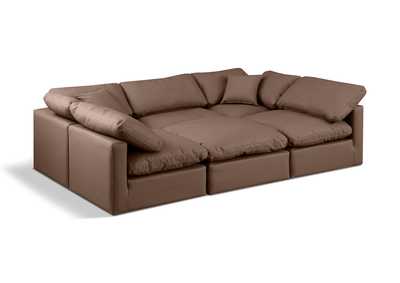 Image for Indulge Brown Faux Leather Modular Sectional