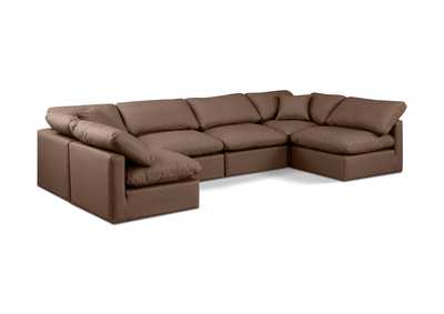 Image for Indulge Brown Faux Leather Modular Sectional
