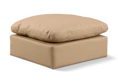 Image for Indulge Tan Faux Leather Ottoman