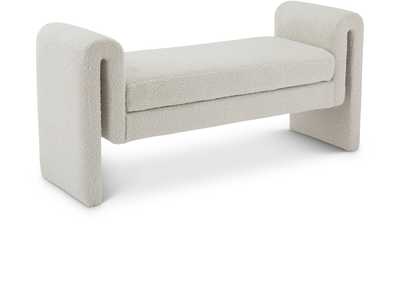 Stylus Cream Boucle Fabric Bench