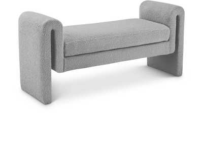 Stylus Grey Boucle Fabric Bench