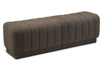 Heathrow Brown Boucle Fabric Ottoman - Bench