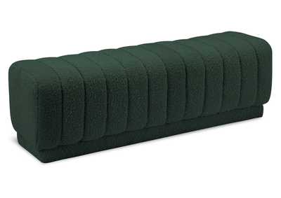 Heathrow Green Boucle Fabric Ottoman - Bench