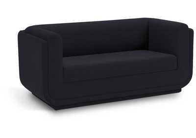Image for Kimora Black Linen Textured Fabric Loveseat