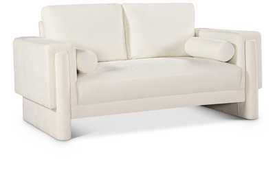 Image for Madeline Cream Chenille Fabric Loveseat