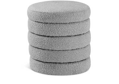 Aphia Grey Boucle Fabric Ottoman - Stool