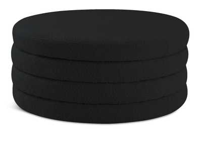 Aphia Black Boucle Fabric Ottoman - Coffee Table