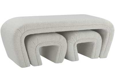 Image for Odelia Cream Boucle Fabric Bench