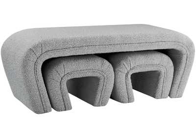 Odelia Grey Boucle Fabric Bench