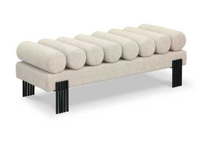 Image for Akeela Beige Linen Textured Fabric Bench