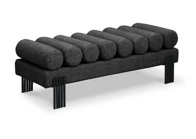 Image for Akeela Black Linen Textured Fabric Bench