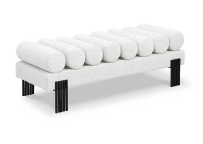 Image for Akeela Cream Linen Textured Fabric Bench