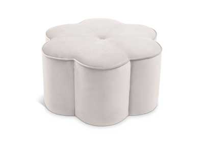 Daisy Cream Velvet Ottoman