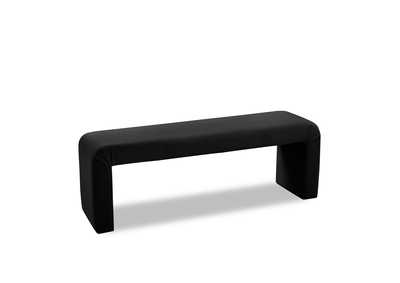 Minimalist Black Velvet Bench