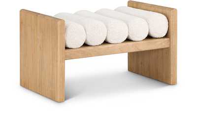 Waverly Cream Boucle Fabric Bench