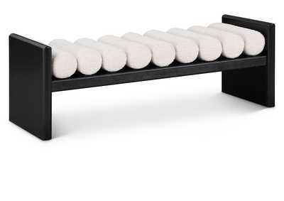 Waverly Cream Boucle Fabric Bench