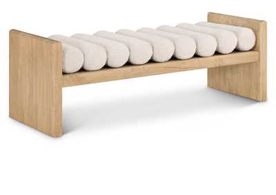 Waverly Cream Boucle Fabric Bench