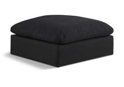 Image for Comfy Black Linen Textured Fabric Modular Ottoman