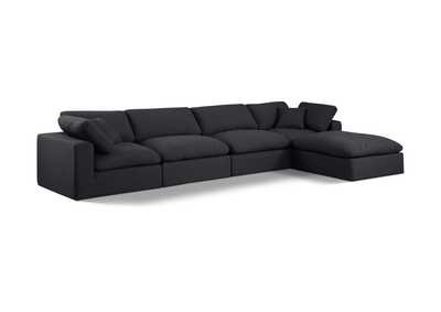 Image for Comfy Black Linen Textured Fabric Modular Sectional